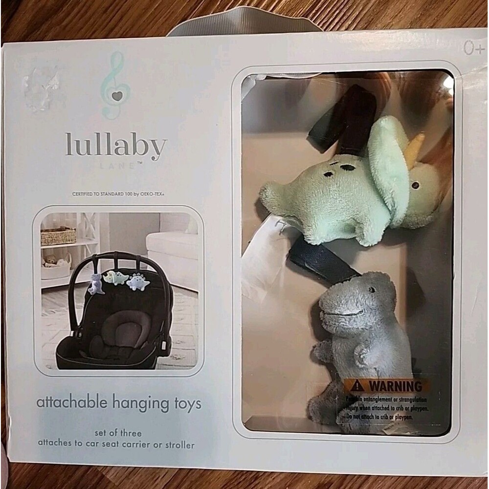 NWT lullaby attachable hanging toys for car seat or stroller 3 Dino.